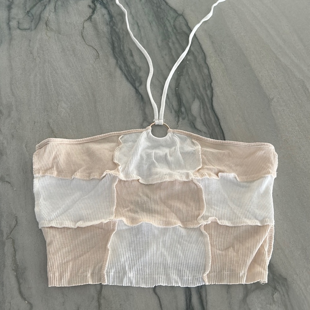 Cute cream and white crop with tie